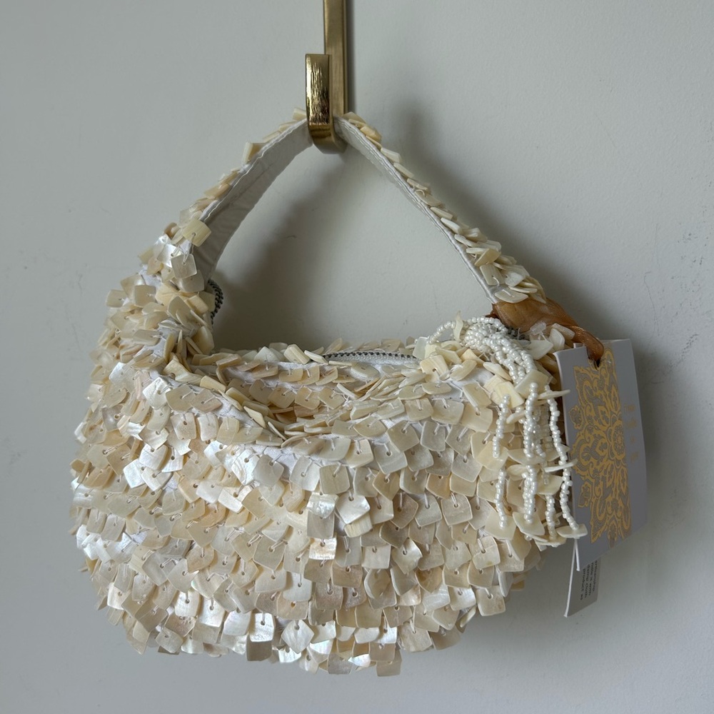 Viral Beaded Abalone Shell Hand Bag